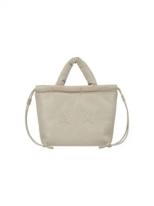 Women s embossed logo medium leather shopper bag beige 271950 - ARMANI EXCHANGE - BALAAN 1