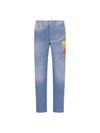 Logo Patch Denim Straight Jeans Light Blue - DIOR - BALAAN 1