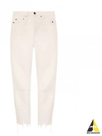 Women s Raw Edge Straight Denim Pants White 612061 Y888O - SAINT LAURENT - BALAAN 1