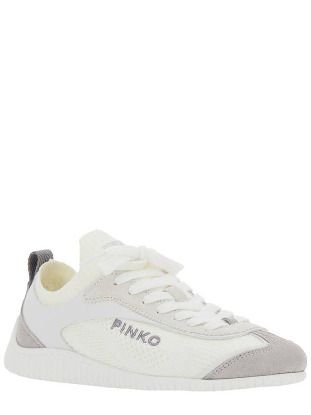 'Reby 03' White Sneakers With Logo Patch On The Tongue And Logo Lettering On The Side In Cotton Blend Woman - PINKO - BALAAN 2