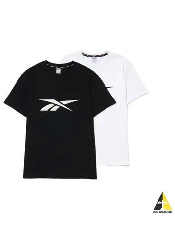 Muscle fit 2 pack big logo t shirt black white - REEBOK - BALAAN 1