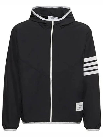 Stripe and logo detail side pocket casual jacket - THOM BROWNE - BALAAN 1