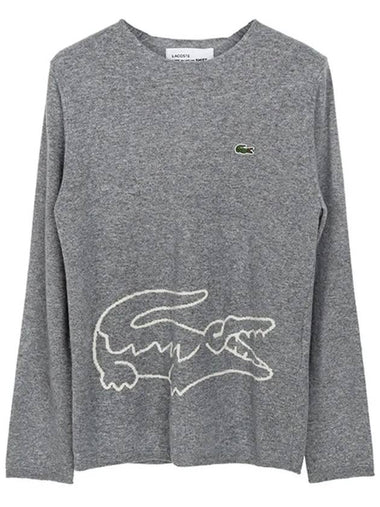 X Lacoste logo wool knit FLN003W23 GRAY - COMME DES GARCONS - BALAAN 1