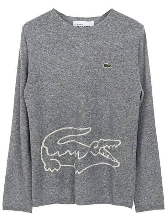 X Lacoste logo wool knit FLN003W23 GRAY - COMME DES GARCONS - BALAAN 1