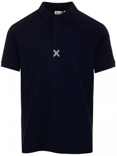 Cross Logo Print Short Sleeve Polo Shirt Black - KENZO - BALAAN 1