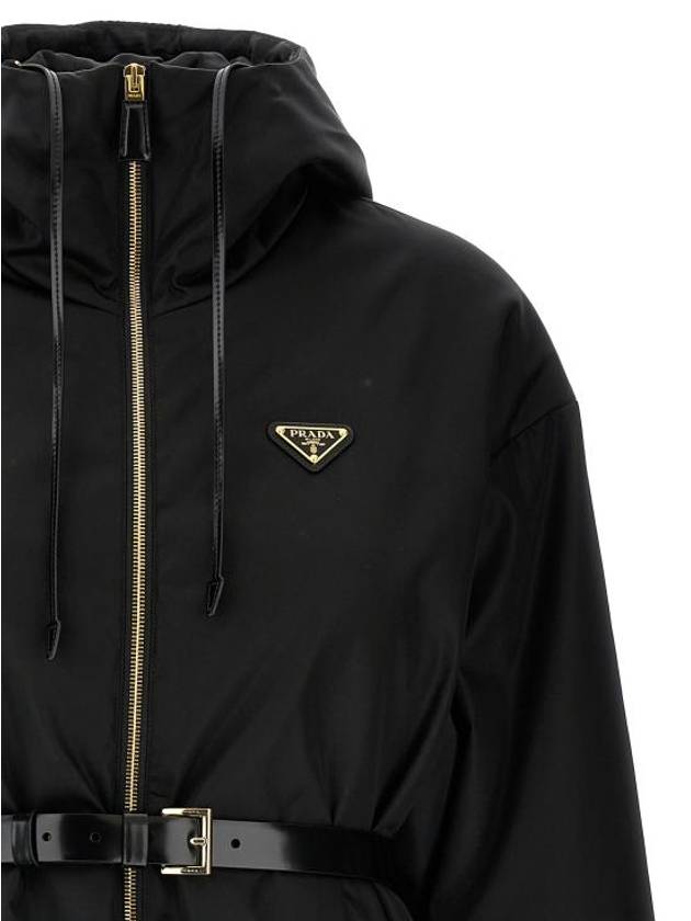 Re-Nylon Hooded Jacket Black - PRADA - BALAAN 5