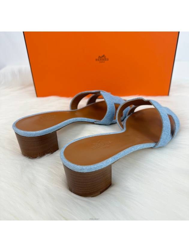 Oasis Denim Sandals Slippers H211250ZH - HERMES - BALAAN 3