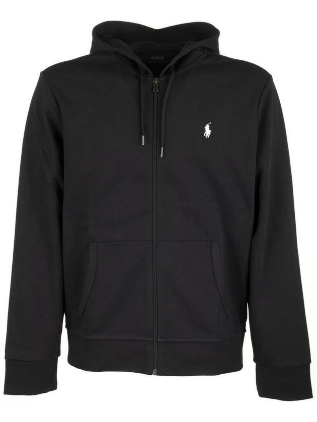 Embroidered Logo Zip Up Hoodie Black - POLO RALPH LAUREN - BALAAN 2