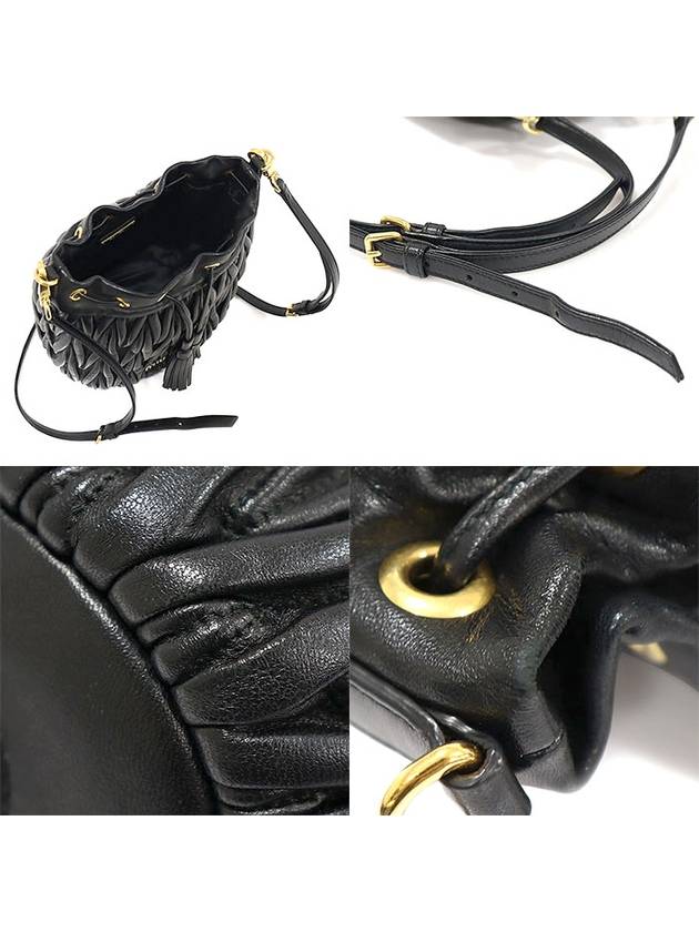 5BE014 Black Nappa Materasse Gold Lettering Bucket Shoulder Bag - MIU MIU - BALAAN 6