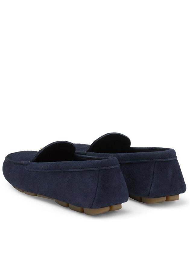 Triangle Logo Suede Driving Shoes Navy - PRADA - BALAAN 5