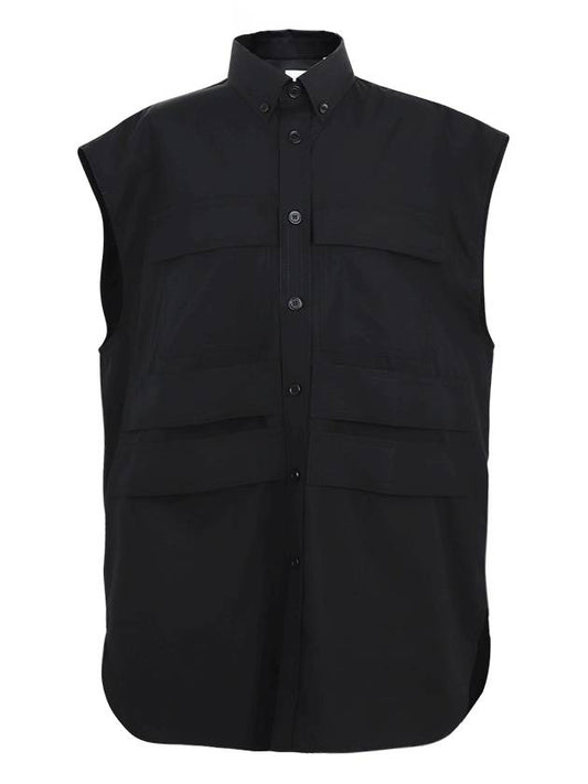 Sleeveless Shirt Vest Black - BURBERRY - BALAAN 2