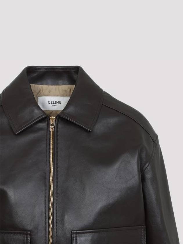 Loose Aviator Soft Lambskin Blouson Jacket Ebene - CELINE - BALAAN 7