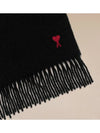 De Coeur Classic Wool Fringe Scarf Muffler Black USF405 334 - AMI - BALAAN 3