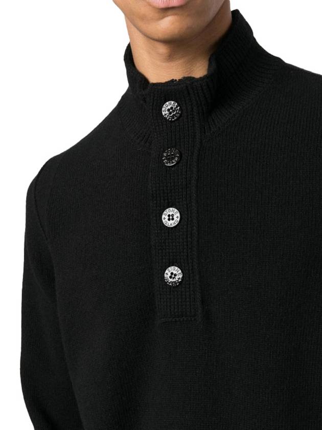 Wappen Patch Button Knit Top Black - STONE ISLAND - BALAAN 5