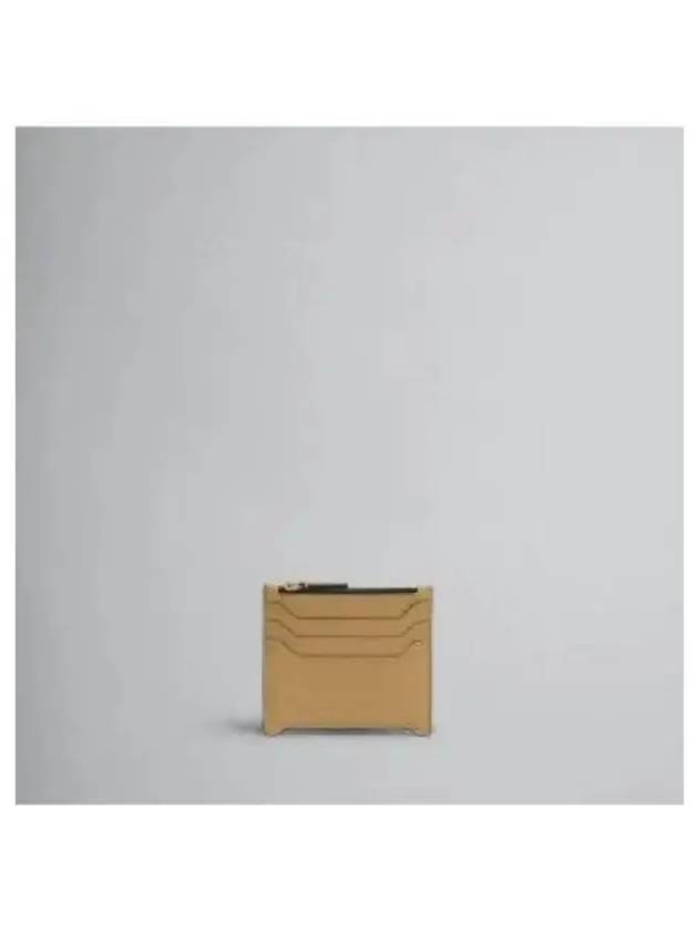 Leather Zipper Card Wallet Beige - MARNI - BALAAN 2