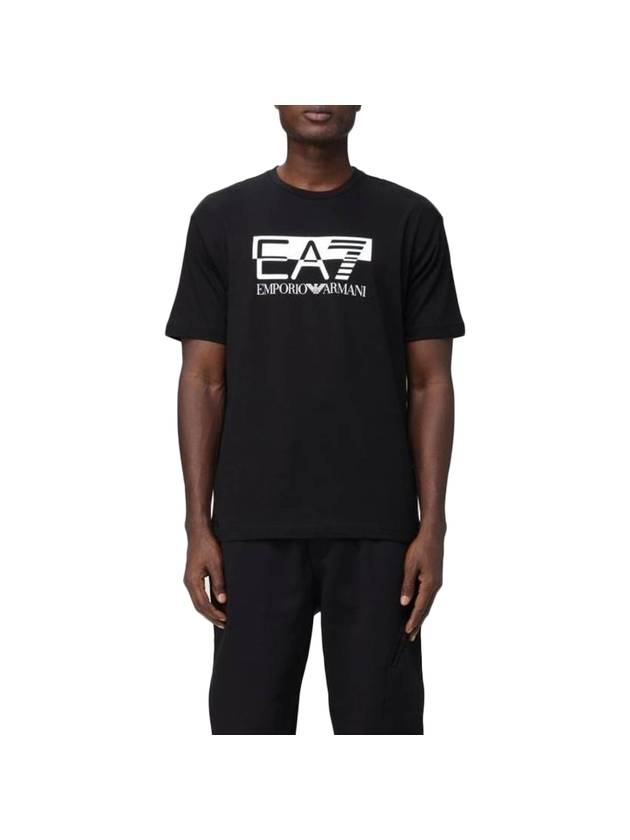 EA7 Logo Cotton Short Sleeve T-Shirt Black - EMPORIO ARMANI - BALAAN 1