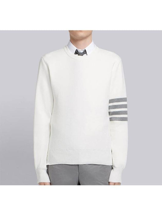 4 Bar Armband Milano Stitch Knit Top White - THOM BROWNE - BALAAN