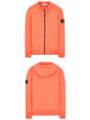 Men's Waffen Patch Fleece Zip Up Hoodie Orange - STONE ISLAND - BALAAN 5