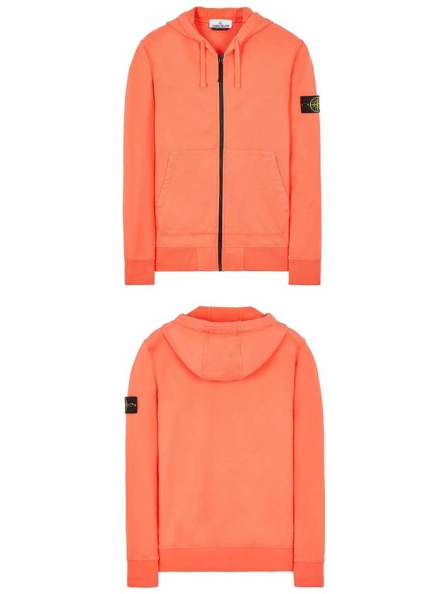 Men's Wappen Patch Fleece Zip Up Hoodie Orange - STONE ISLAND - BALAAN 5