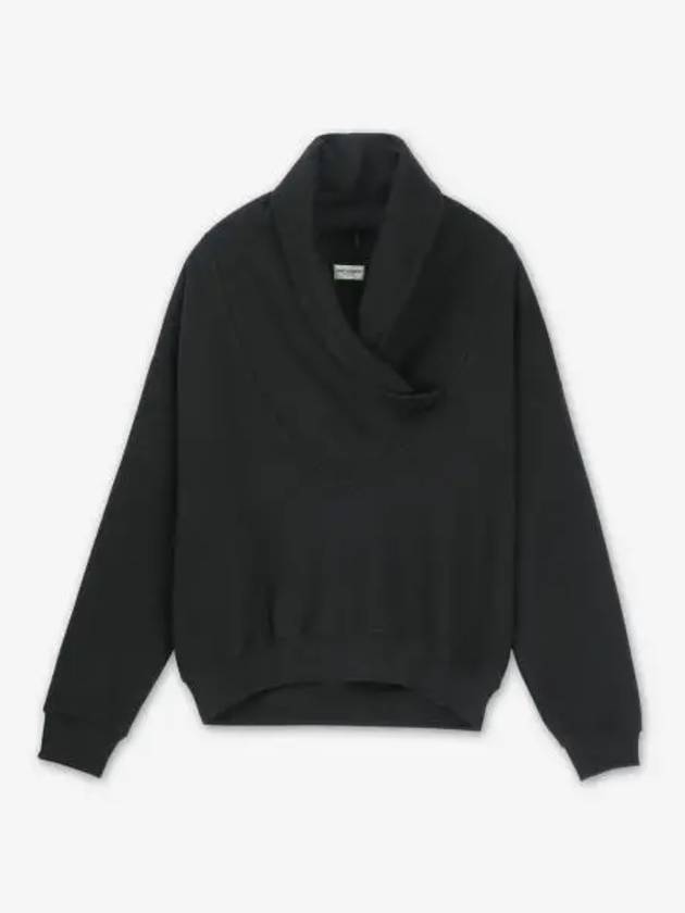 V-Neck Drop Shoulder Sweatshirt Black - SAINT LAURENT - BALAAN 2