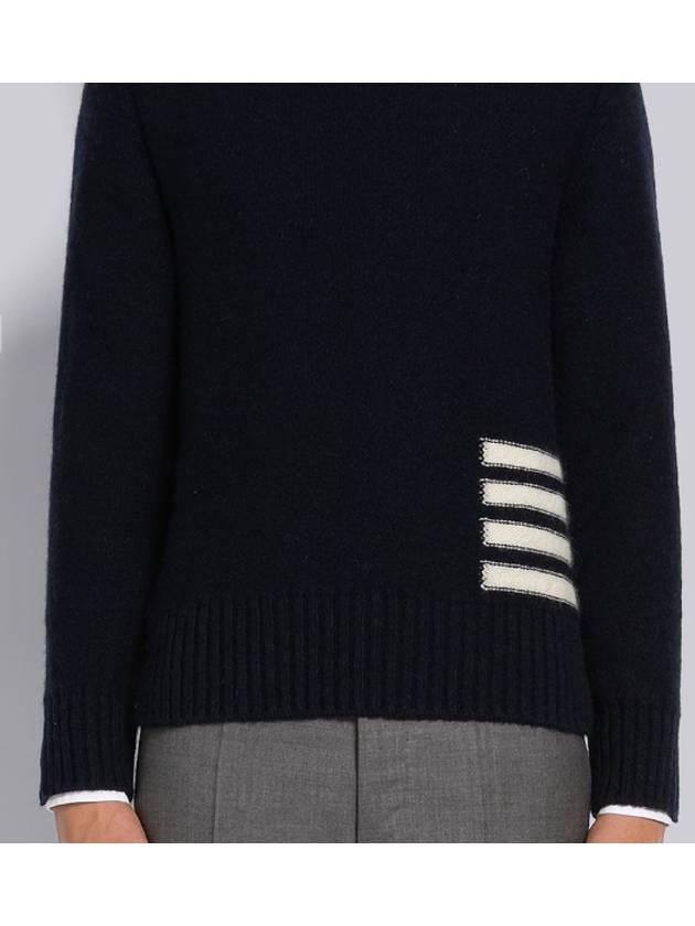 Donegal 4-Bar Striped Crew Neck Wool Knit Top Navy - THOM BROWNE - BALAAN 3