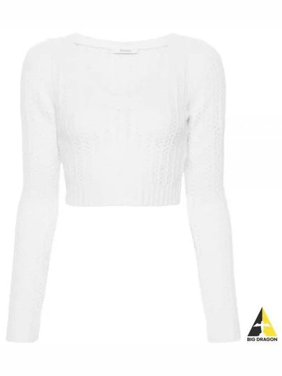 Ifrem Wool Cashmere Crop Knit Top White - MAX MARA - BALAAN 2