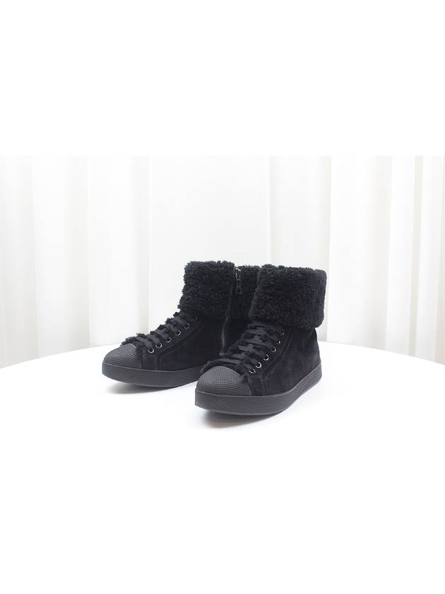 Fur high top sneakers black size 36 5 - PRADA - BALAAN 1