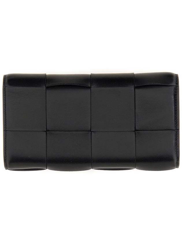 Cassette Flap Leather Long Wallet Black - BOTTEGA VENETA - BALAAN 3