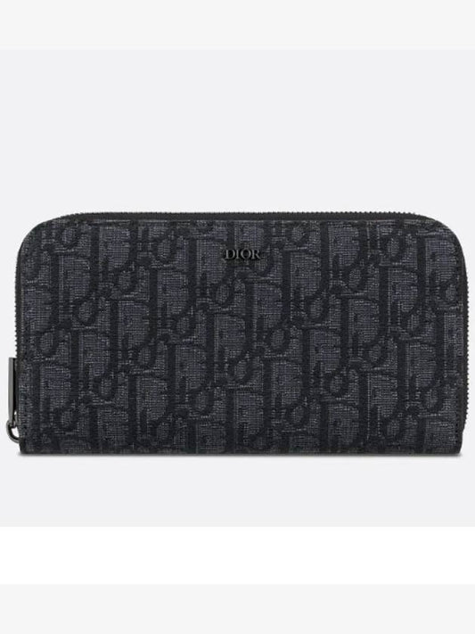 Oblique Jacquard Zipper Long Wallet Black - DIOR - BALAAN 2