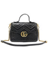 498110 Black Matelasse Chevron Gold Chain GG Marmont Top Handle Small 2WAY - GUCCI - BALAAN 1