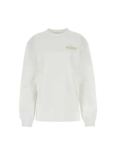 Logo Print Cotton Long Sleeve T-Shirt White - GANNI - BALAAN 2