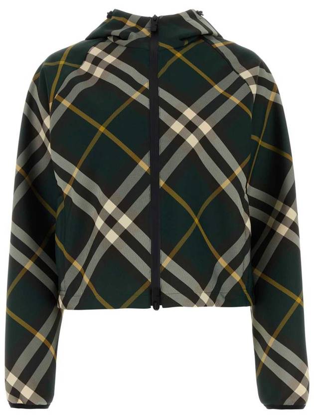 Check Pattern Zip-Up Hoodie Green - BURBERRY - BALAAN 2