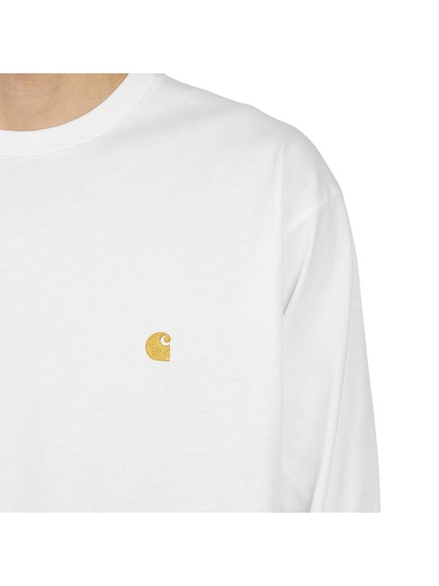 Men's Chase Mini Embroid Logo Long Sleeve T-Shirt White - CARHARTT WIP - BALAAN 9