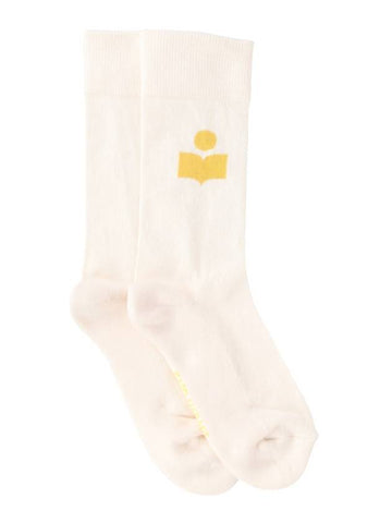 Siloki Logo Socks Ecru - ISABEL MARANT - BALAAN.