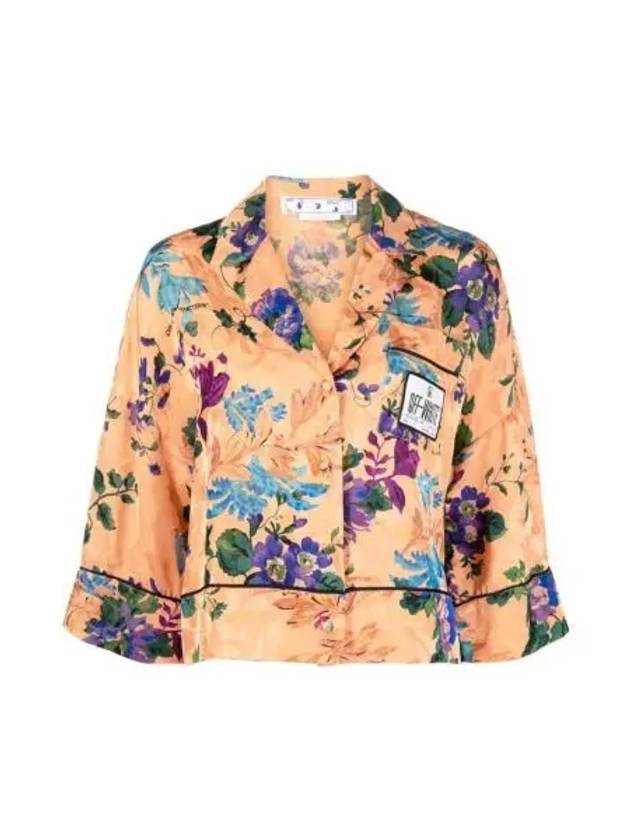 Logo Patch Floral Print Shirt Peach Orange - OFF WHITE - BALAAN 2