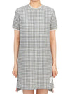 Check Tweed Crewneck Short Dress Grey - THOM BROWNE - BALAAN 2