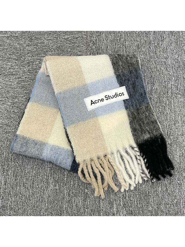 Check Mohair Muffler Blue Beige Black - ACNE STUDIOS - BALAAN 4