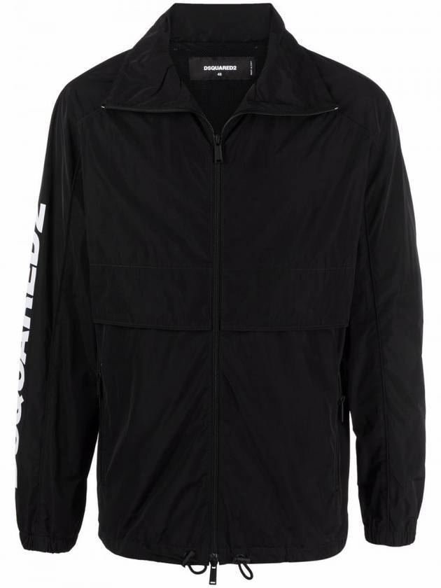 Logo Print Zip-Up Jacket Black - DSQUARED2 - BALAAN 1