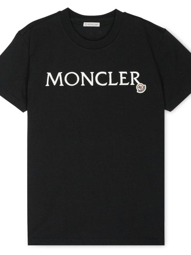 Moncler Women s Logo Black Short Sleeve T Shirt 8C00006 829HP 999 - MONCLER - BALAAN 3