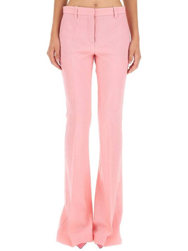 Women's All-Over Logo Pleated Front Wool Straight Pants Pink - VERSACE - BALAAN 2