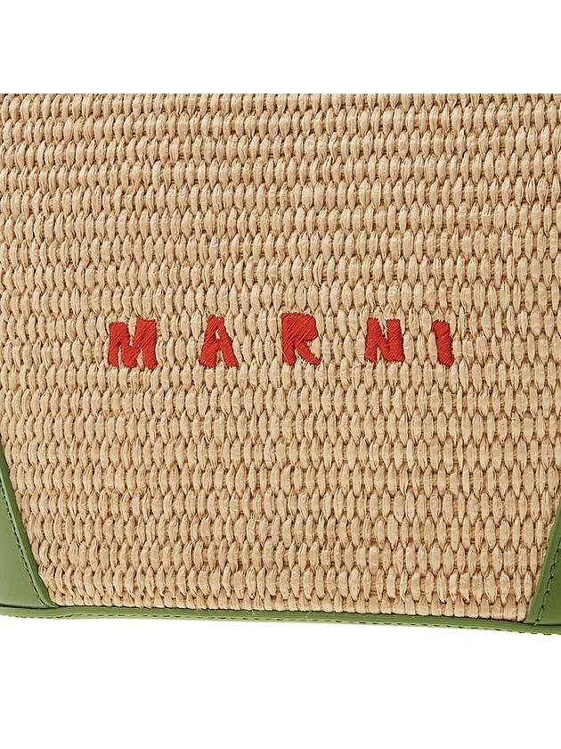 Tropicalia Raffia Leather Logo Pouch Bag Green - MARNI - BALAAN 8