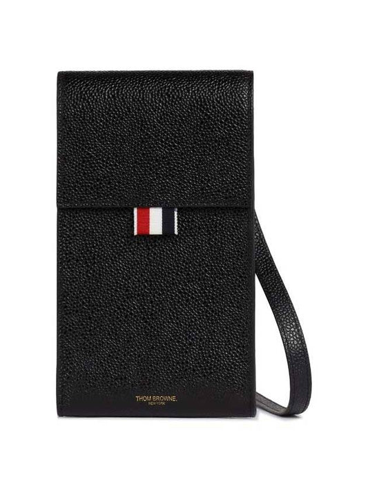 Three Stripes Strap Leather Phone Case Black - THOM BROWNE - BALAAN 2