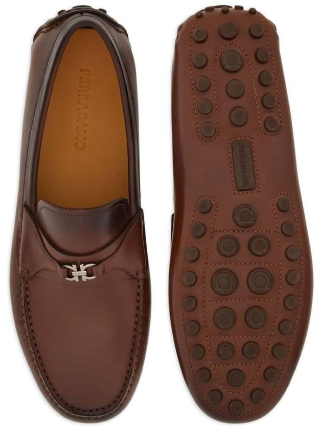 Gancini Leather Driving Shoes Brown - SALVATORE FERRAGAMO - BALAAN 5