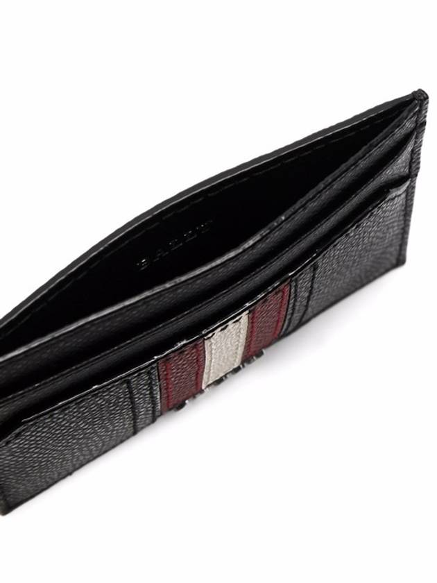 Tar Embossed Leather Card Wallet Black - BALLY - BALAAN.