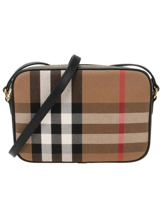 Checked Leather Camera Cross Bag Brown - BURBERRY - BALAAN 1