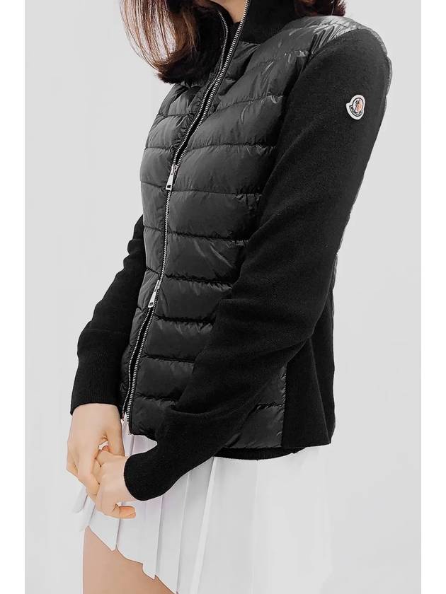 High Neck Padded Wool Cardigan Black - MONCLER - BALAAN 9