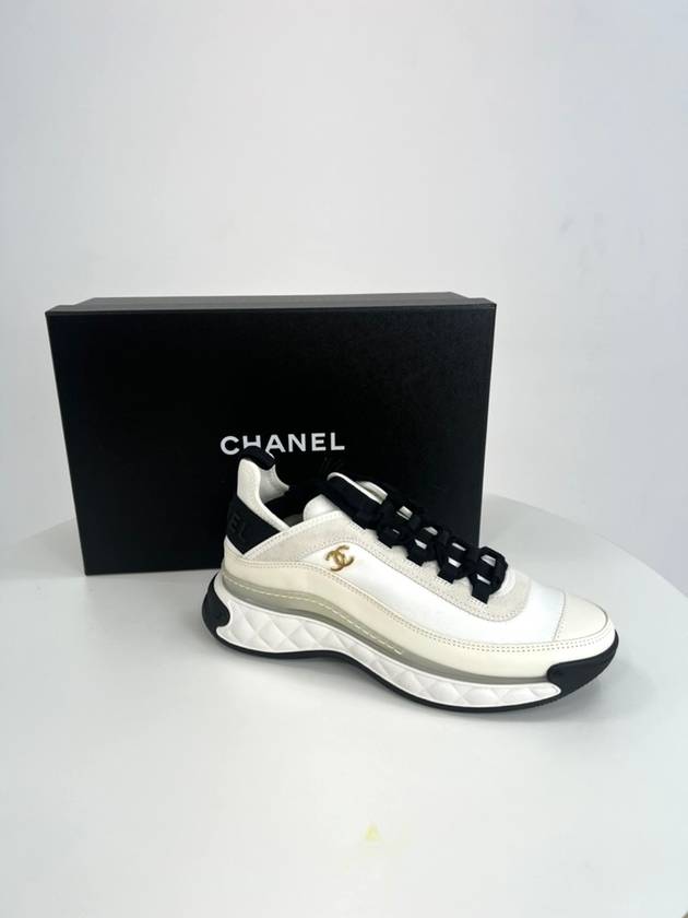 Mixed Fibers Velvet Calfskin Low Top Sneakers Ivory - CHANEL - BALAAN 8