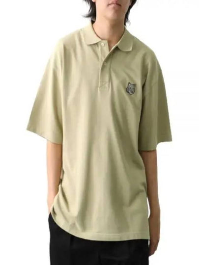 Bold Fox Head Patch Oversized Polo Shirt Sage Green - MAISON KITSUNE - BALAAN 2