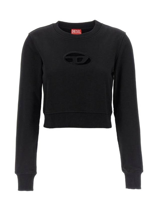 F Slimmy Cutout Logo Crop Sweatshirt Black - DIESEL - BALAAN 1