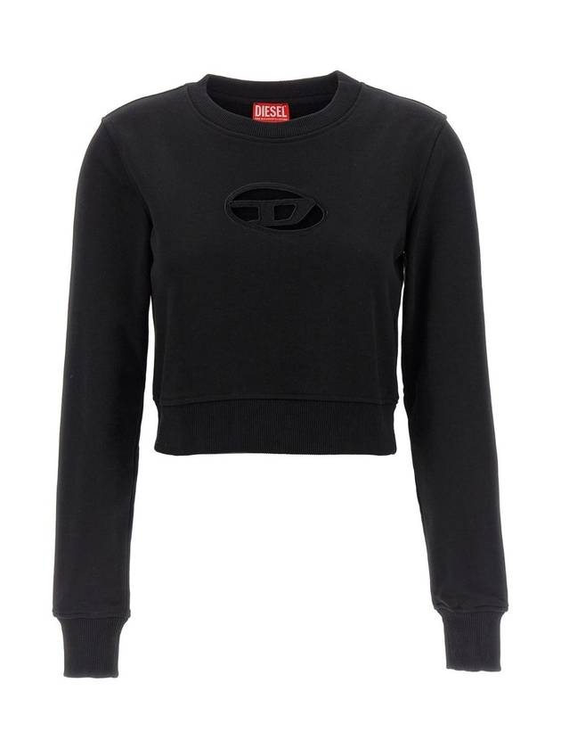 F Slimmy Cutout Logo Crop Sweatshirt Black - DIESEL - BALAAN 1